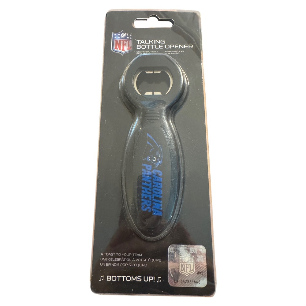 The Sports Vault Unisex Bottle Opener OS Black Carolina Panthers Talking Sporty